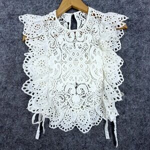 Nightcap Clothing Cutout Lace Top Women 2 White Ruffle Eyelet Angelcore Festival